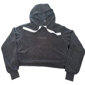 Gymshark Sherpa Black Cropped Hoodie Front‎ Pockets Size XS | G1